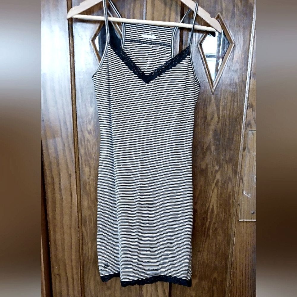 Lauren Ralph Lauren Striped Racerback Dress with Shelf Bra and Lace Trim XSMALL